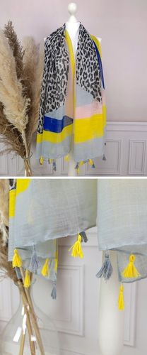 PAREO CHUSTA PLAŻOWA FRĘDZLE narzutka tunika SZAL W PANTERKĘ - modne KOLORY na Arena.pl