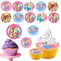 OPŁATEK na BABECZKI MUFFINKI zestaw na urodziny 12szt. - KSIĘŻNICZKI DISNEY