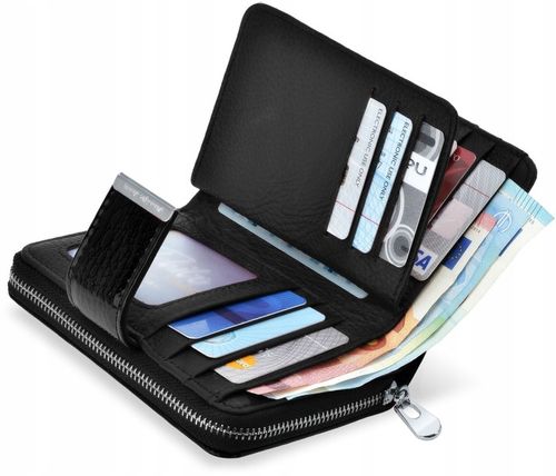 Lakierowany PORTFEL Damski SKÓRZANY Pojemny Portmonetka SKÓRA Pakowny na Arena.pl