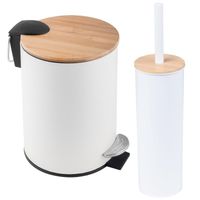 Zestaw Łazienkowy z Bambusa – Kosz na śmieci i szczotka do WC  - YOKA