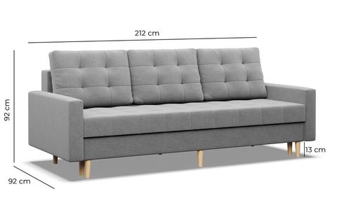 Kanapa skandynawska, pikowana, NUBO, 212x92x92 cm, czarny na Arena.pl