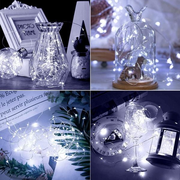 LAMPKI CHOINKOWE Na DRUCIKU 20 LED MIKRO GIRLANDA ZIMNY BIAŁY + baterie zdjęcie 9