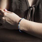 Bransoletka mix - Turmalin, Lapis Lazuli, Labradoryt, hematyt i srebro złocone