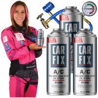 3x CZYNNIK CHŁODNICZY GAZ DO KLIMATYZACJI R134A CARFIX 5w1 + PRZEWÓD