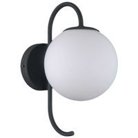 Modernistyczna LAMPA ścienna GELA WL-5500-1-BK Italux metalowa OPRAWA szklana kula KINKIET ball grafitowa biała