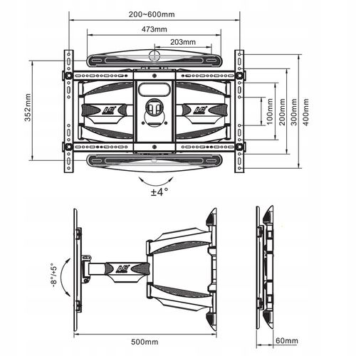 Certyfikowany Solidny Obrotowy Uchwyt do Telewizora Wieszak TV 40"-85" VESA na Arena.pl