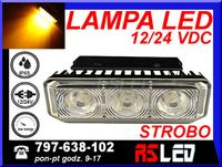 mocna Lampa LED stroboskop pomarańczowa11 cm migająca 12v 24v