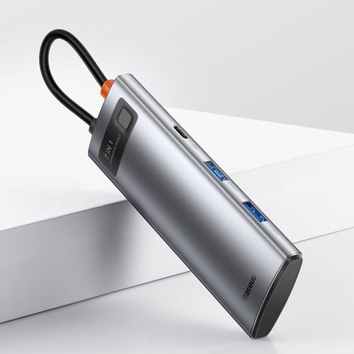 Multifunkcjonalny HUB USB 7w1 Typ C HDMI czytnik kart TF PD szary na Arena.pl