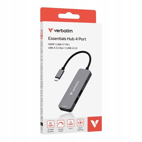 Hub USB Verbatim USB-C Essentials Multiport Hub 4 Port na Arena.pl