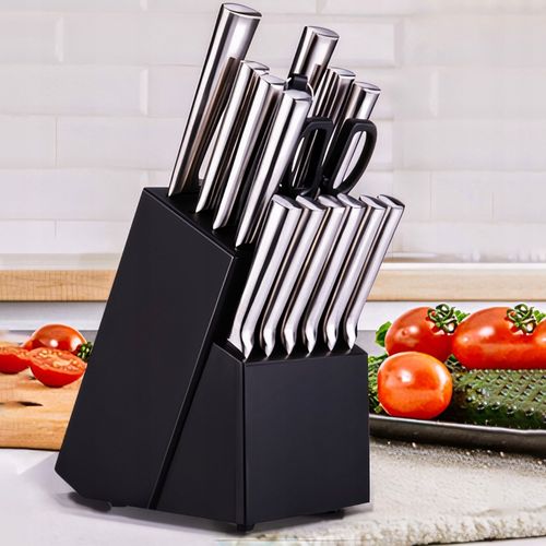 ZESTAW KOMPLET 16 NOŻY KUCHENNYCH STALOWYCH OSTRE W BLOKU STOJAK + na Arena.pl