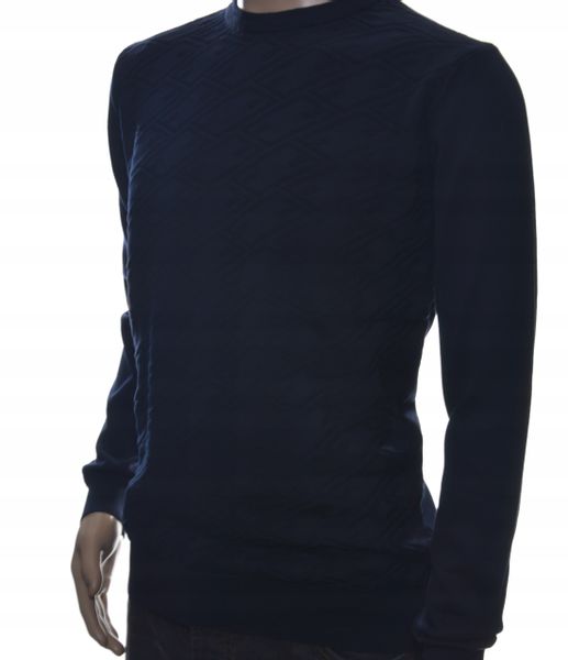 STROKERS klasyczny sweter męski ze wzorem tłoczonym 2XL XXL granatowy zdjęcie 3