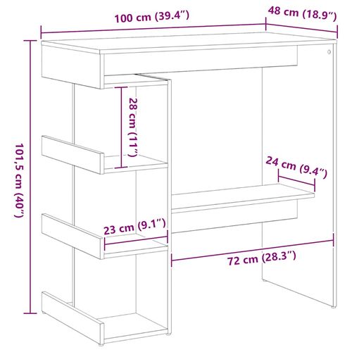 Stół barowy z półką Czarny dąb 100 x 48 x 101.5 cm na Arena.pl