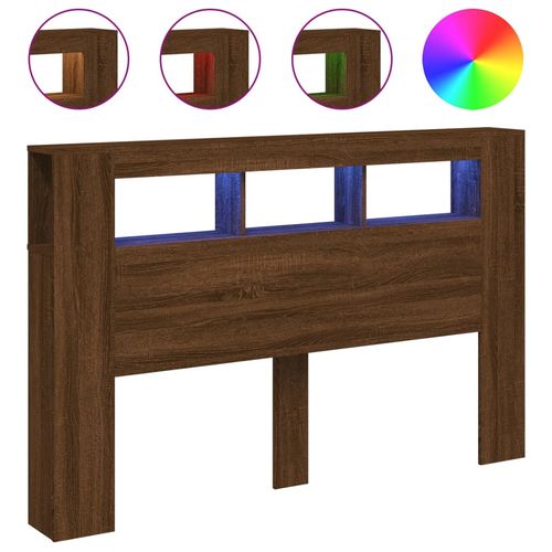 Wezgłowie łóżka z LED, brązowy dąb, 160x18,5x103,5 cm na Arena.pl