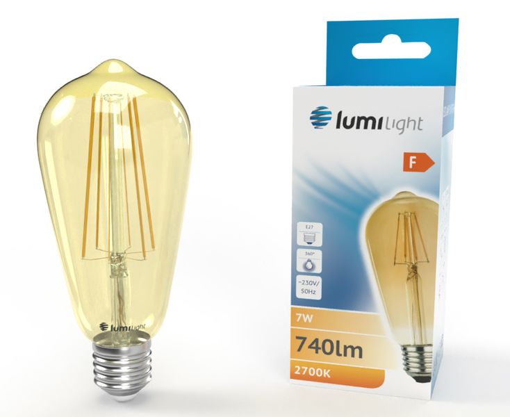 Żarówka LED E27 7W WW FLMG ST64 gold LL5931 zdjęcie 1