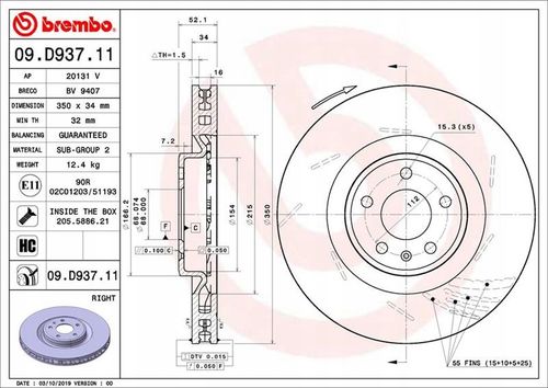 TARCZA HAM PRZOD PR 350X34 V BREMBO na Arena.pl