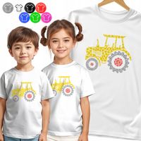 KOSZULKA DZIECIĘCA TSHIRT - KOLOROWE KROPKI TRAKTOR DZIEŃ KROPKI - 134 M