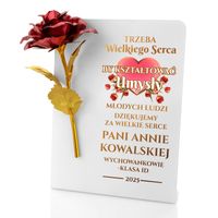 Wieczna RÓŻA na postumencie z nadrukiem dla WYCHOWAWCZYNI