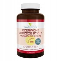 MEDVERITA CZERWONE DROŻDŻE RYŻ 180 kaps KOENZYM Q10 PRAWIDŁOWY CHOLESTEROL