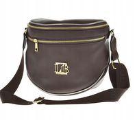 Laura Biaggi duża nerka saszetka listonoszka czekolada grafit lamówka KB206