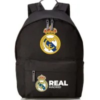 Plecak Szkolny Czarny REAL MADRID Kluby Piłkarskie Piłkarze Sportowe Wzory