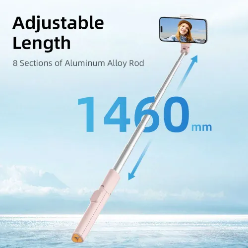 selfie stick tech-protect l09s z tripodem - różowy na Arena.pl