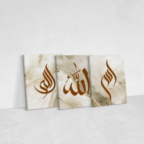 Obrazy Do Salonu Set Abstrakcja Marmur Islamskie Znaki Glamour 90cm x 40cm na Arena.pl