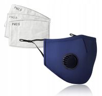 KOMPLET GRANATOWA Maska+ 3x FILTR PM 2.5