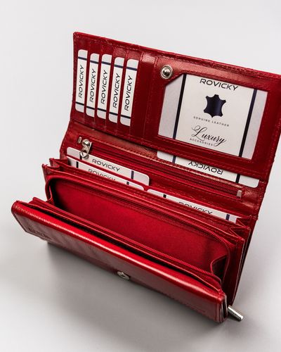 skórzany portfel damski w orientacji poziomej na zatrzask - rovicky na Arena.pl