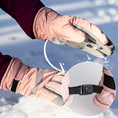 Rękawiczki Narciarskie Zimowe Na Snowboard Nart Jasno-Różowe na Arena.pl
