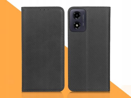 ETUI Z KLAPKĄ DO Motorola Moto G04 / G24 / E14 CZARNE ZAMYKANE + SZKŁO 9H na Arena.pl