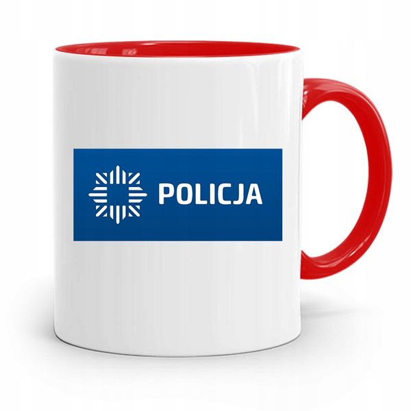 Kubek Czerwony Prezent Dla Policjanta Policjantki Z Nadrukiem Ze Zdjęciem zdjęcie 1
