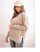 Bluza damska oversize z długim rękawem jasno beżowa