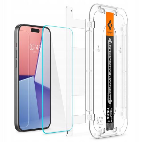 Szkło hartowane Spigen do iPhone 15 Pro, do etui, 2 sztuki, aplikator na Arena.pl