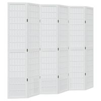 Parawan pokojowy, 6-panelowy, biały, lite drewno paulowni