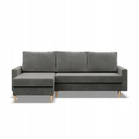 NAROŻNIK BLANK JASNY SZARY KANAPA Rozkładana z Funkcją Spania Wygodna