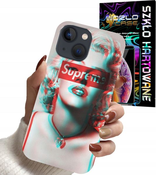 ETUI DO IPHONE 13 - Monroe MODNE KOBIECE WZORY + SZKŁO zdjęcie 1