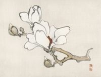 Plakat 65x50cm Magnolia, Kōno Bairei Japoński Vintage do Salonu