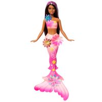 Barbie Syrenka Rozkwitające kwiaty Lalka brunetka