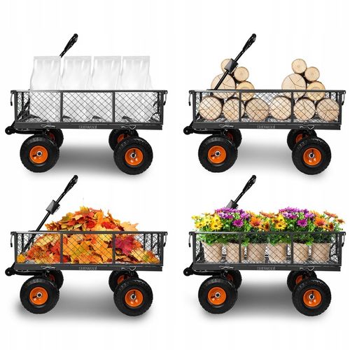 WÓZEK OGRODOWY TRANSPORTOWY PRZYCZEPKA TACZKA KOŁA PLANDEKA DO 400KG 100L na Arena.pl