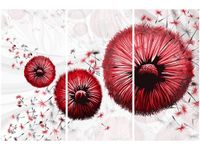 60 90CM OBRAZ 3 ELEM CZERWONE DMUCHAWCE DRUK PŁÓTNO RAMA