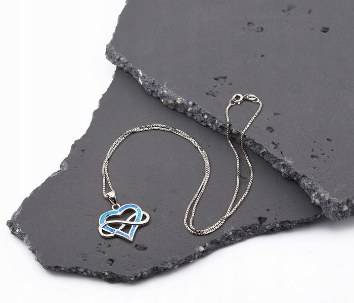 SREBRNY NASZYJNIK 925 OPAL SERCE NIESKOŃCZONOŚĆ + GRATISY zdjęcie 10