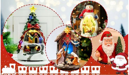 Figurka Święty Mikołaj z poruszającym się pociągiem światłami LED muzyką na Arena.pl