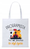 Informatyka Programisty Torba Eco Biała Shopper Z Nadrukiem Ze Zdjęciem