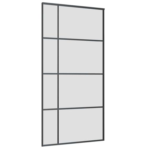 Drzwi przesuwne z zestawem okuć czarne 102,5x205 cm ESG szkło na Arena.pl
