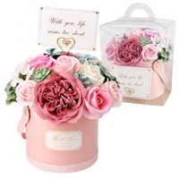 flower box, bukiet zapachowych kwiatów mydlanych w pudełku 21х22cm buk10r