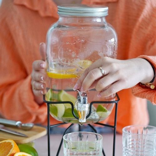 SZKLANY SŁOIK Z KRANIKIEM stojak na lemoniadę napoje soki piknik przyjęcie na Arena.pl