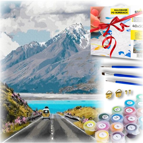 Zestaw do malowania po numerach - droga w górach zdjęcie 1