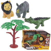 Zestaw Zwierząt Krokodyl Hipopotam Lew Dzikie Zwierzęta Drzewko Rs022-4