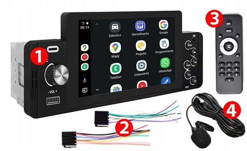 RADIO SAMOCHODOWE 1DIN BLUETOOTH 5" EKRAN DOTYK APPLE CARPLAY ANDROID AUTO na Arena.pl