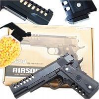 PISTOLET NA KULKI METALOWY KRÓTKI SOLIDNA ZABAWKA PISTOLETY ZESTAW GRANAT